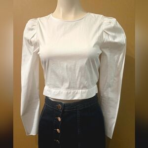 Zara Cropped Poplin Shirt XS